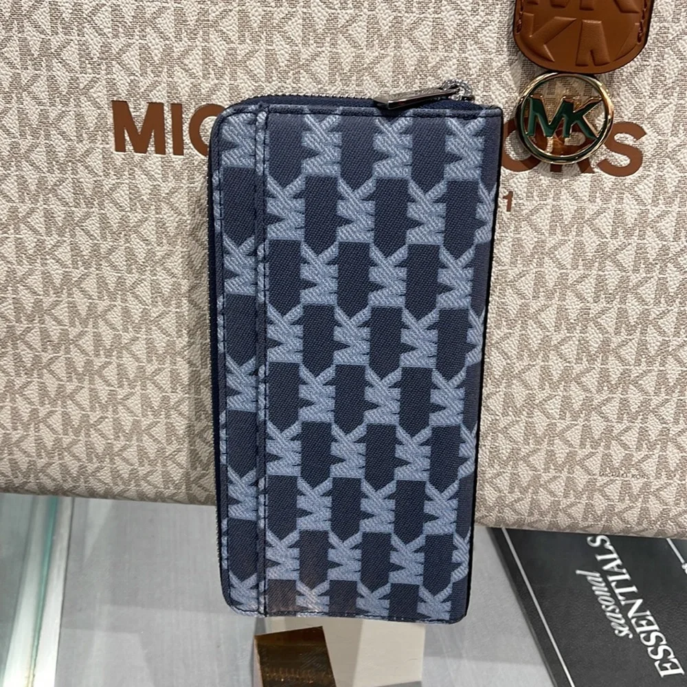 Michael Kors Men’s Women’s Cooper Tech Zip Around Wallet Navy Multi Unisex NWT